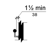 The clearance between the handrail and wall is shown to be 1 1/ 2 inches (38 mm) minimum.